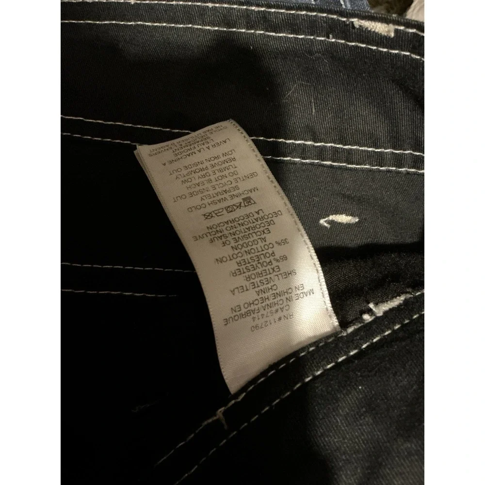 True Religion Black Cargo Pants 32x32 White Accent Stitching Women Baggy Y2K